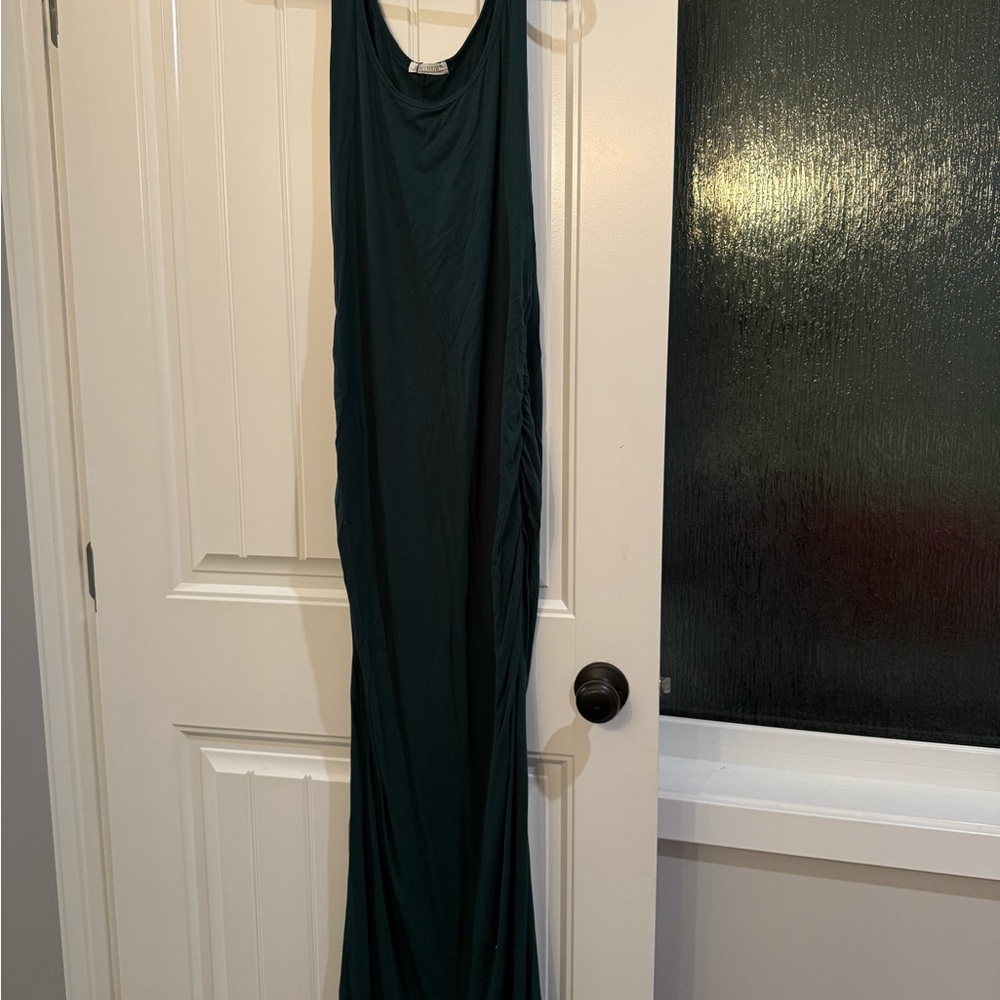 Maternity Sleeveless Dark Teal Maxi Dress
